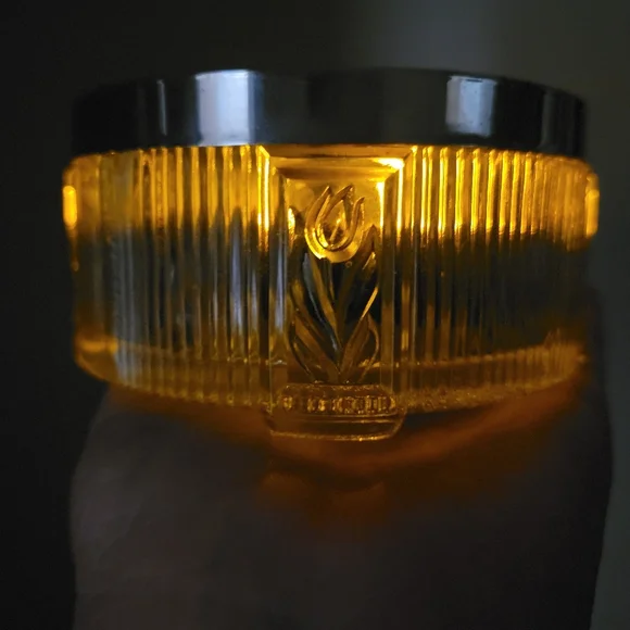 Art Deco Powder Jar Vintage Dresser Jar Trinket Dish Floral Tulip ~ Pretty! - Picture 10 of 16